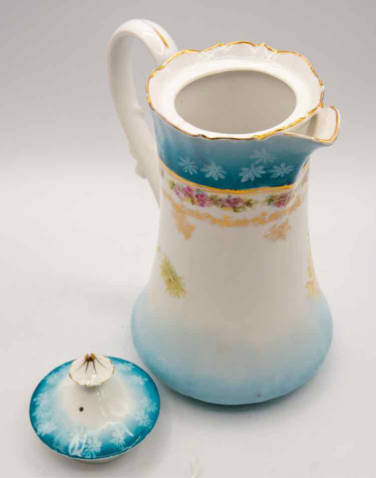 Antique Prussia Style Chocolate Pot Porcelain ‘10in’
