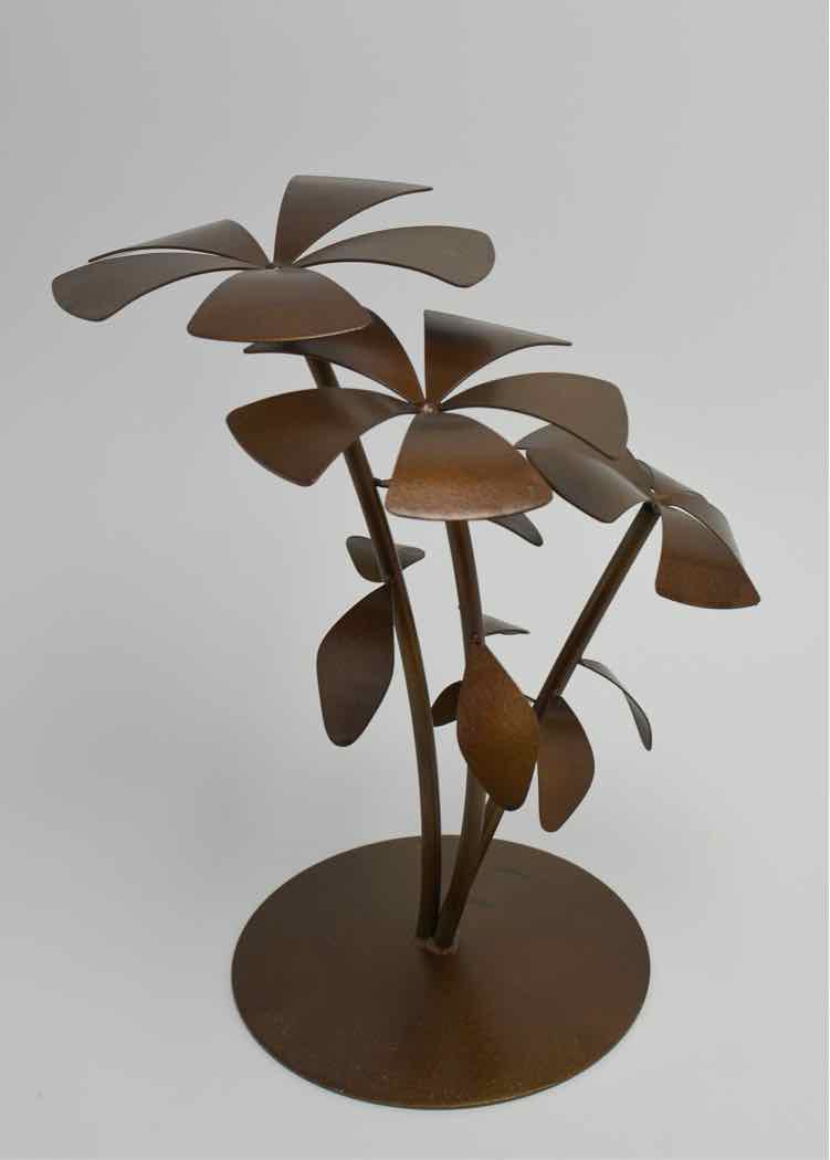 Art Vtg.Brutalist-Style Metal Floral Sculptur