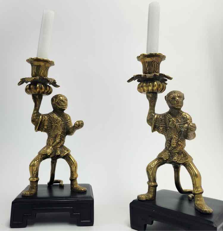 Pair Brtass Castillian Imports Money Candlestick