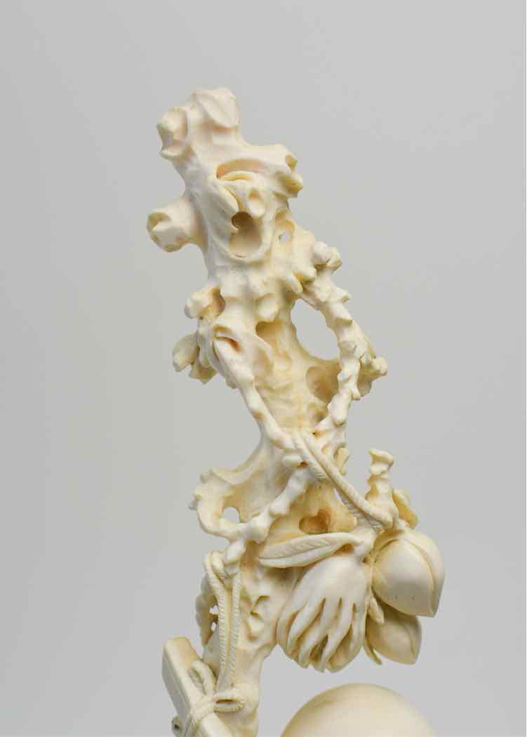 Vtg. Shou Lao w/Deer & Child Intricate Carving