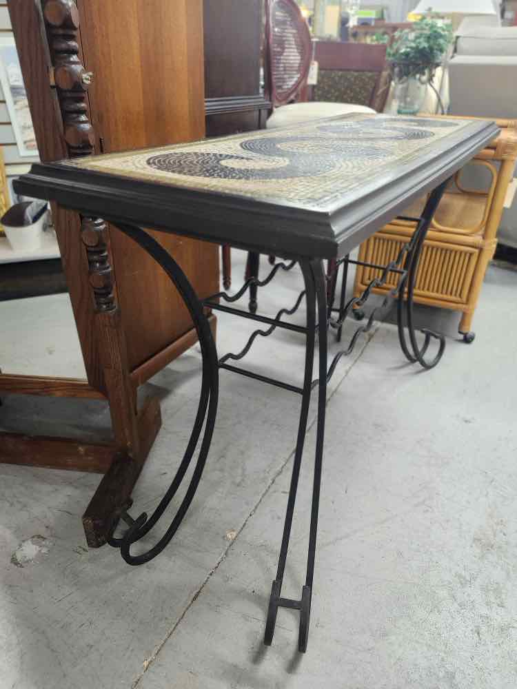 Mosaic Top Console w/Wine Rack