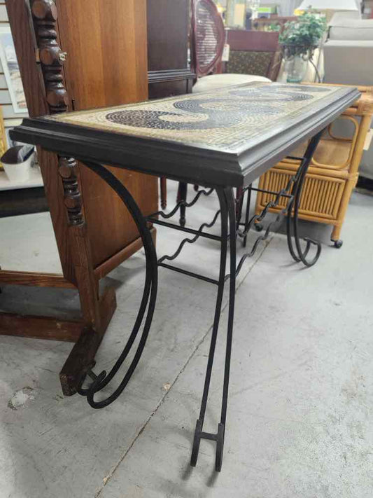 Mosaic Top Console w/Wine Rack