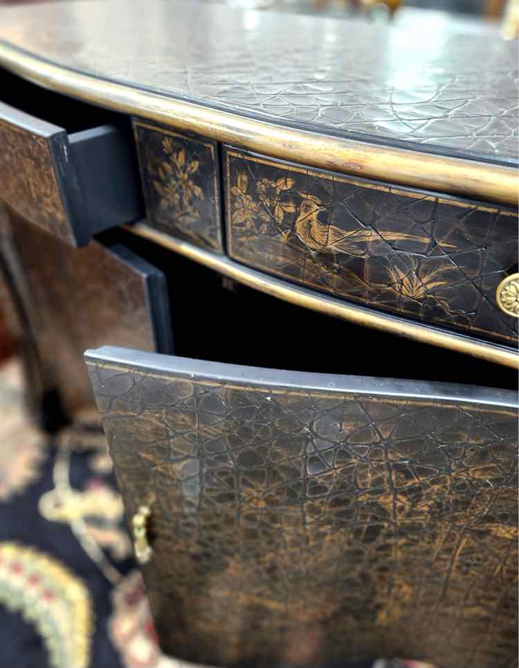 Black Distressed Asian Cabinet