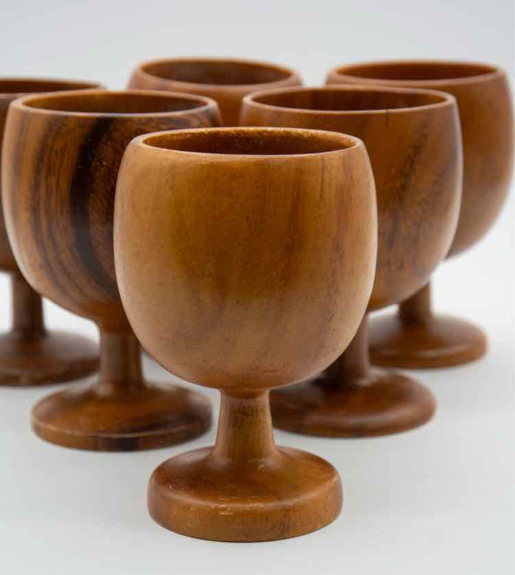 Small Wooden Wine Cups