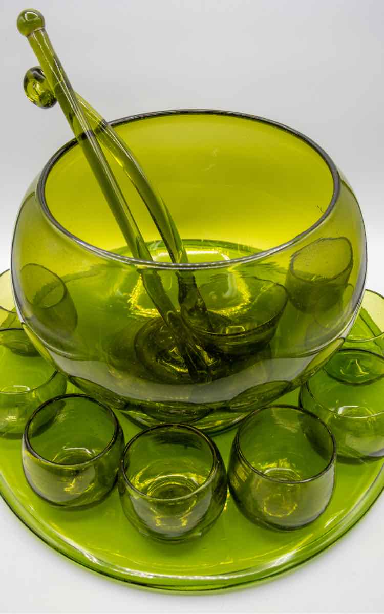 MCM Chartreuse Hand Blown Puch Bowl