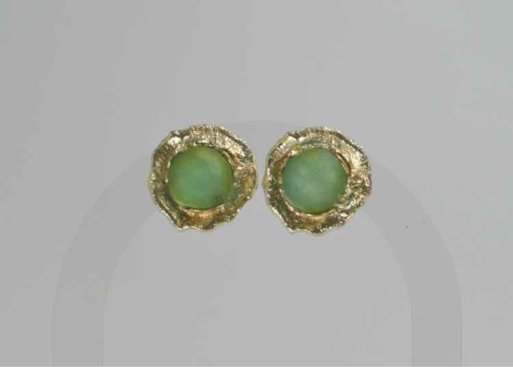 Sterling Green Glass Earrings
