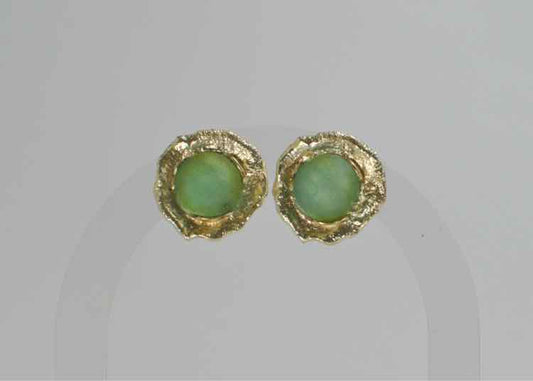 Sterling Green Glass Earrings