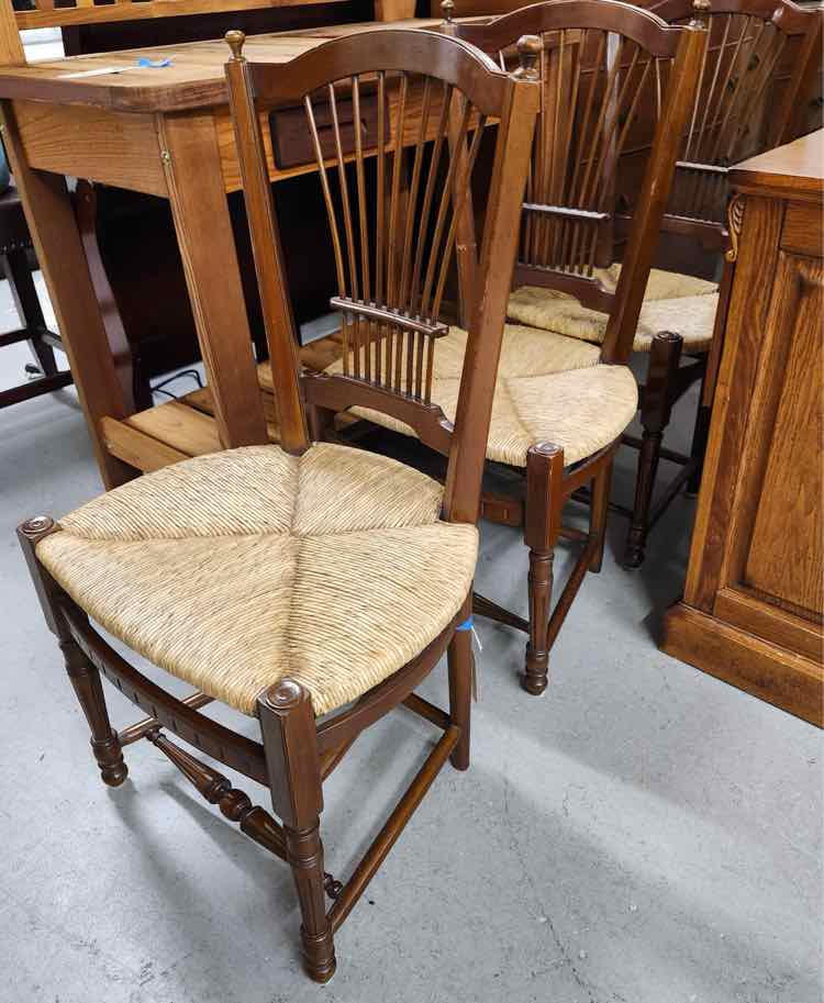 3 Harp Back Rattan Chairs