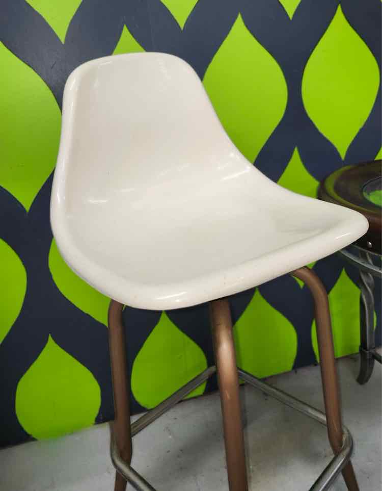 Pair 1950's MCM Fiberglass Shell Swivel Bar Stools