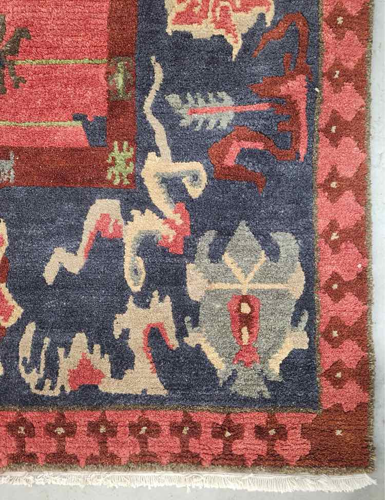 8 x 10 Red/Blue Floral Rug