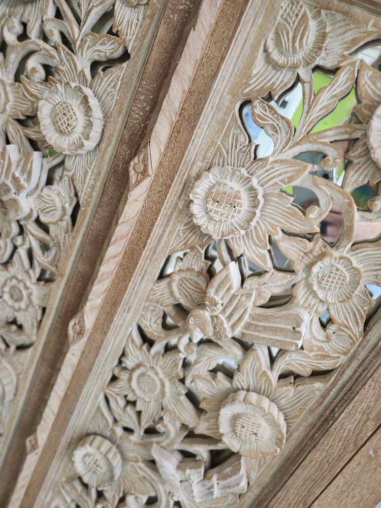 Carved Wood Storage Cabinet