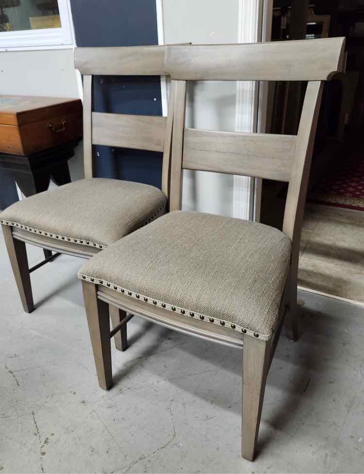 Pair of Grey Bassett Nailhead Chairs
