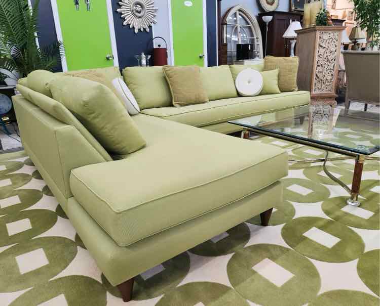 Custom Krevat Pistachio Sectional w/Pillows