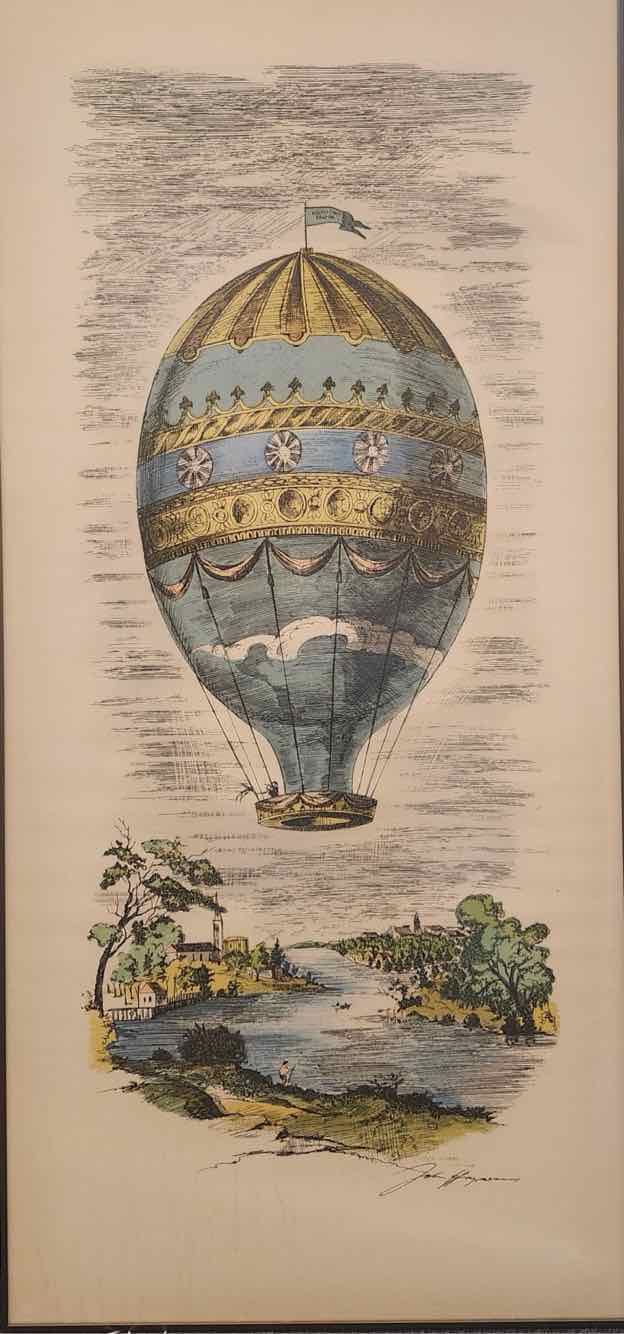 Antique Hot Air Balloon Litho Art