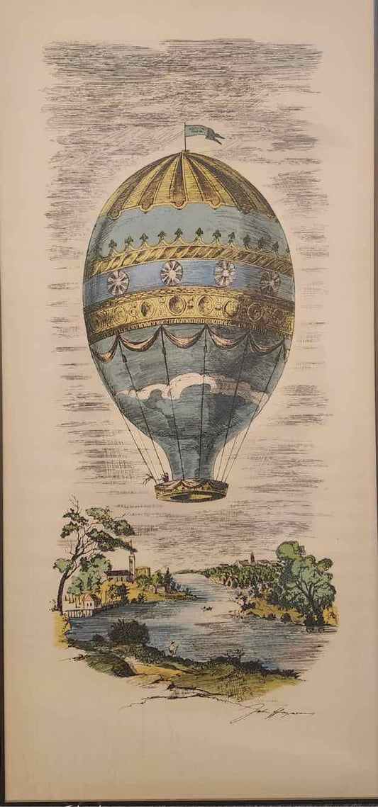 Antique Hot Air Balloon Litho Art