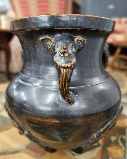 Large Thai Brown Glazed Pottery Tripod Jar