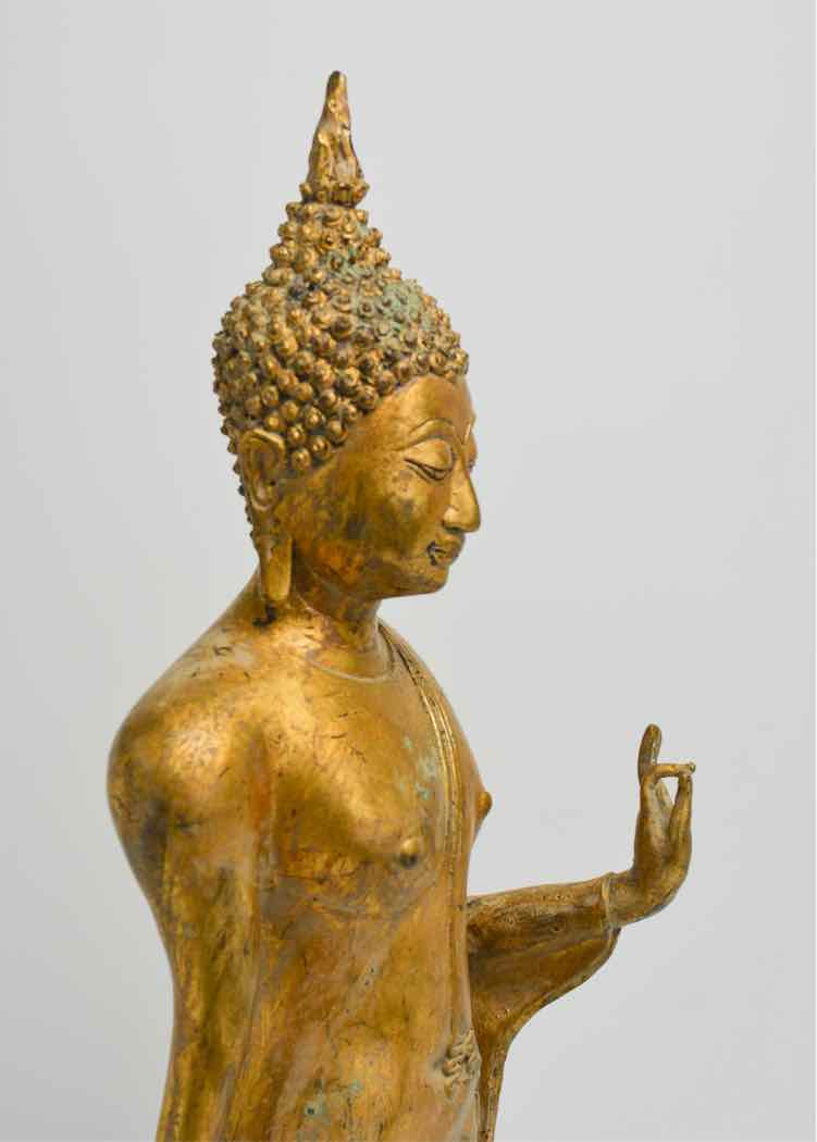 Gilt Bronze Thai Walking Buddha