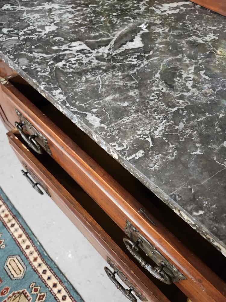 2pc Stone Top English Wash Stand Cabinet