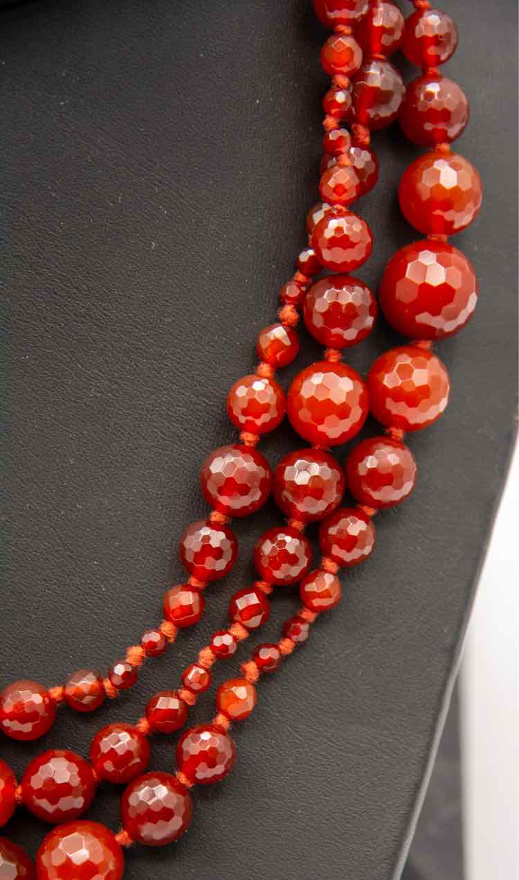 Vtg. C&L Red Agate Necklace