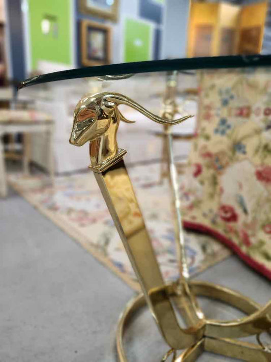 Brass Antelope Head End Table