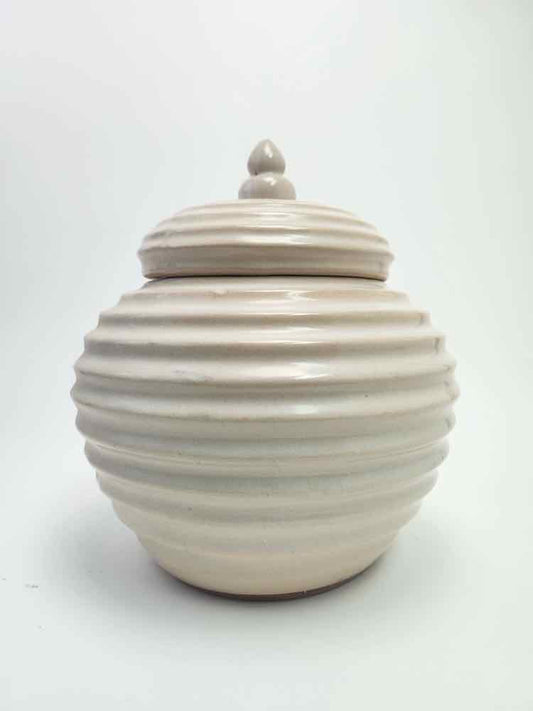 Ribbed Bee Hive SHaped Ceramic Urn
