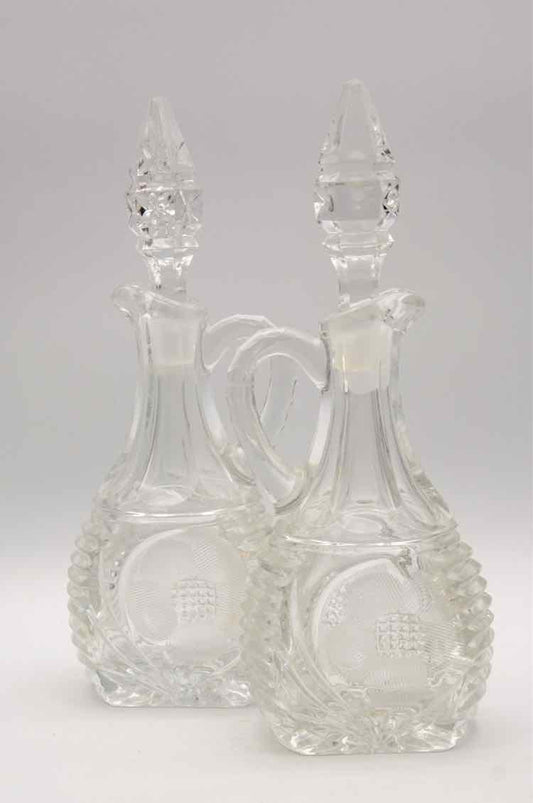 Pair of Vintage WG Hine Cut Crystal Decanters