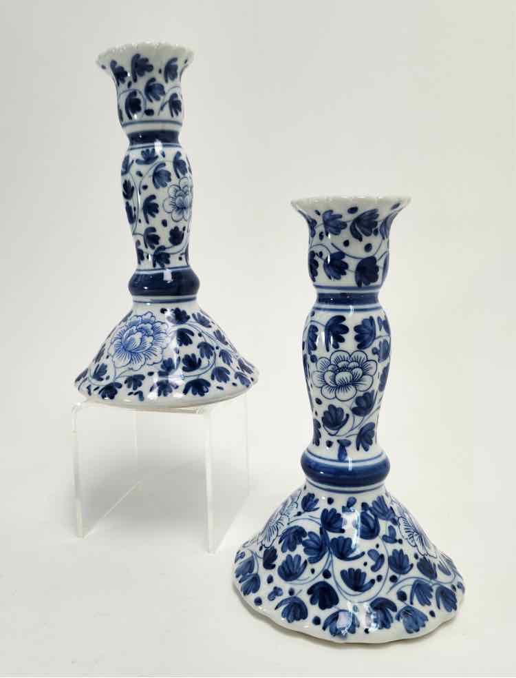Porcelain Blue & White Candlesticks