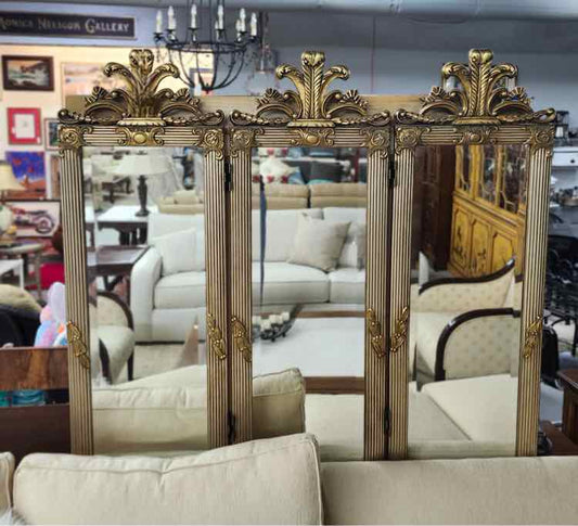 3 Panel Gold Mirrored Screen