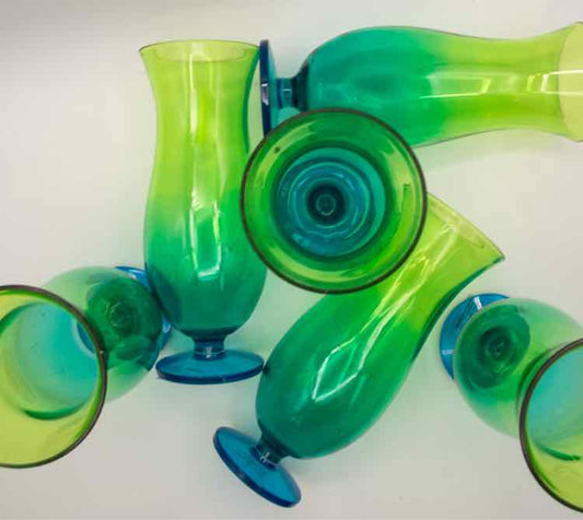 6 Acrylic Outdoor Blue/Green Glasses