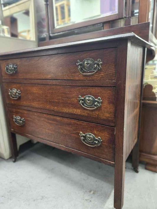 Antique 3 Drawer Cabinet w/Mirror