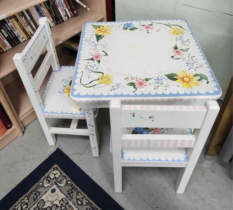 Handpainted Childrens Table w/2 Chairs