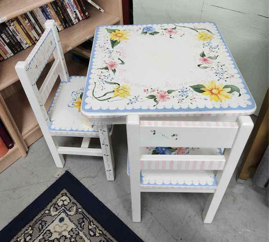 Handpainted Childrens Table w/2 Chairs