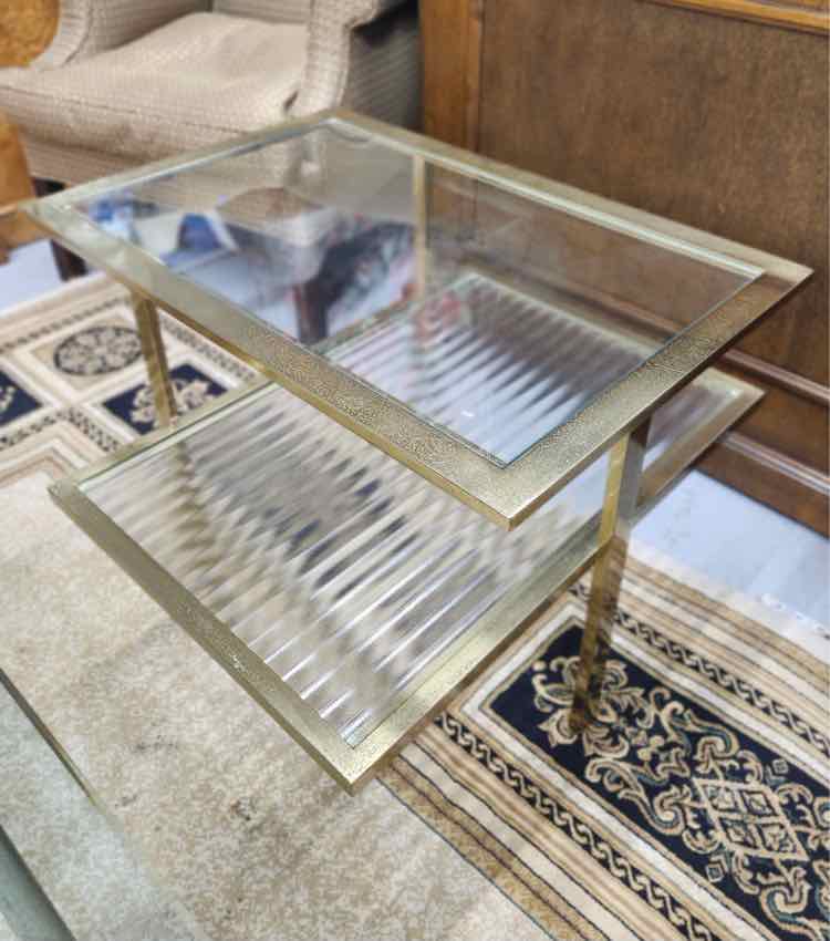 Brass Double Tier End Table