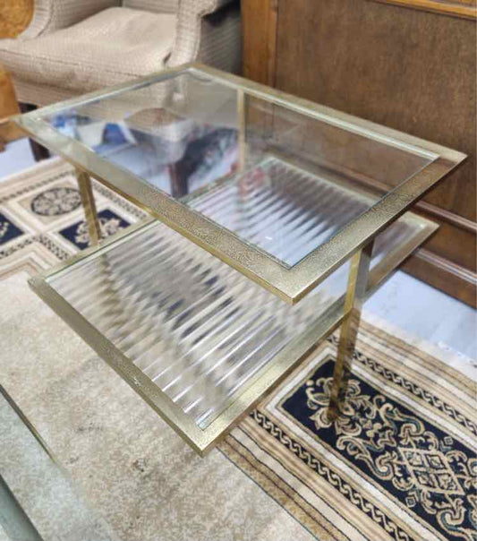 Brass Double Tier End Table