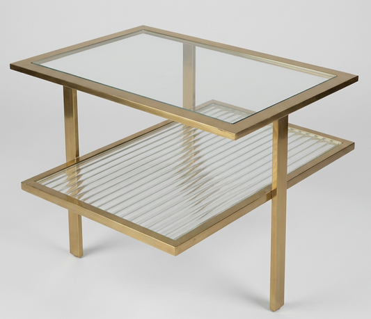 Brass Double Tier End Table