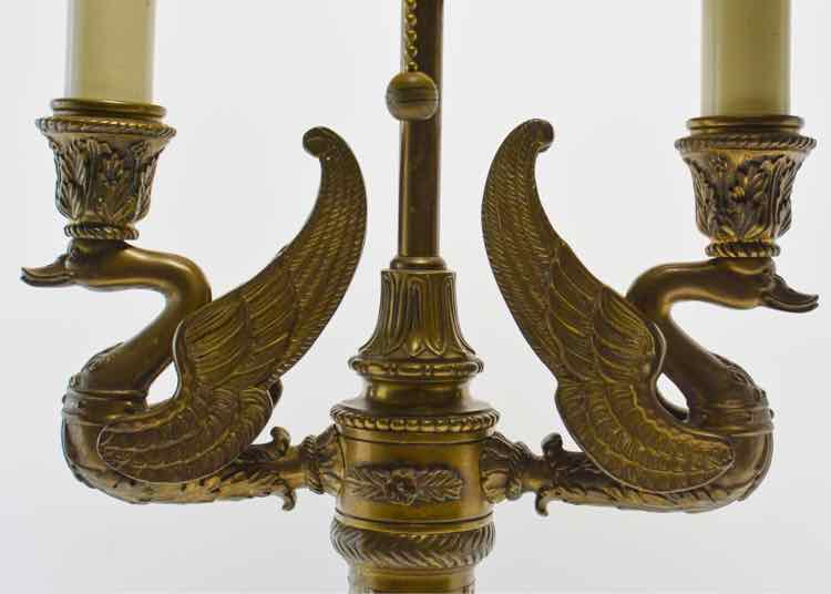 French Brass Swan Lamp