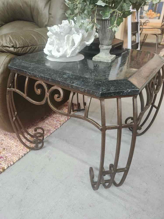 Faux Stone Square End Table