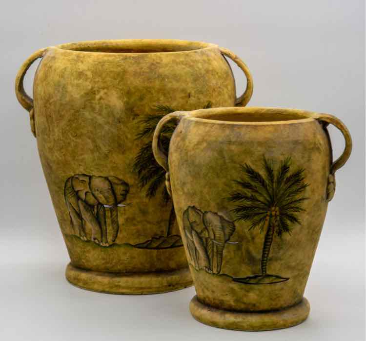 2 Piece Tropical Pottery Vase