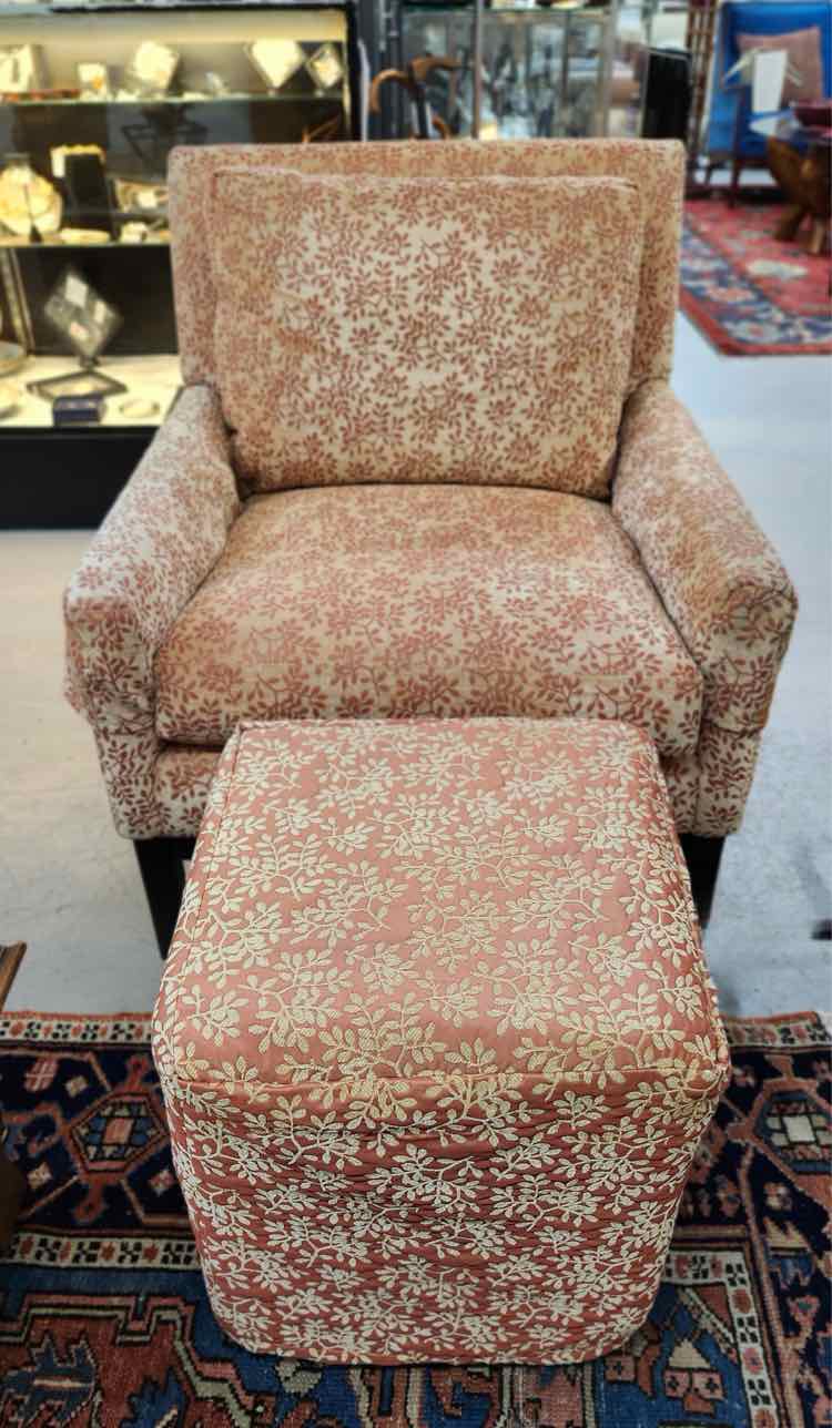Patterned Chair W/ Ottoman