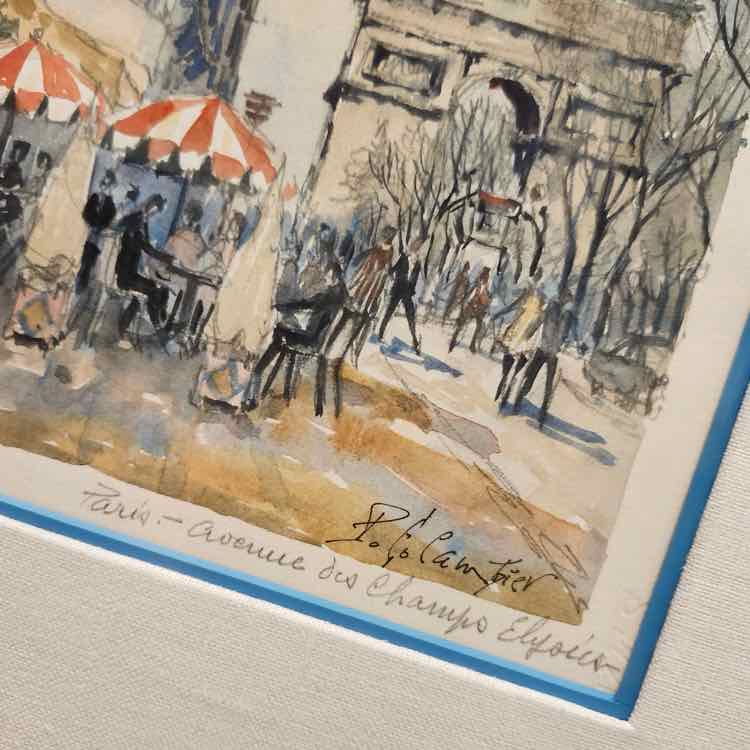 Art 'Paris-Avenue des Champs-Elysees' Watercolor Painting