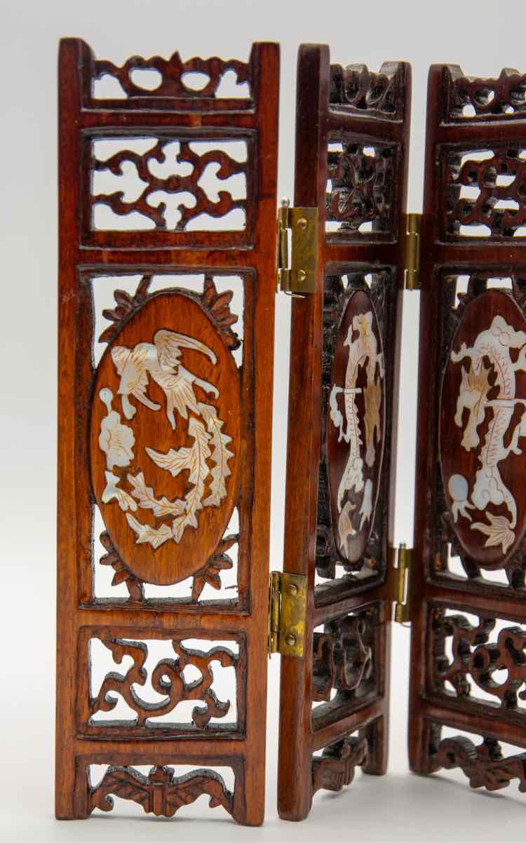 Miniature Antique China Table Screen