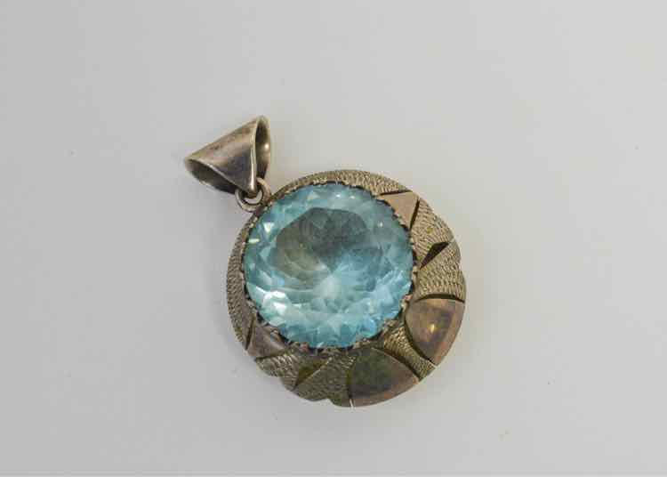 Blue Glass Stone .925 Large Pendant