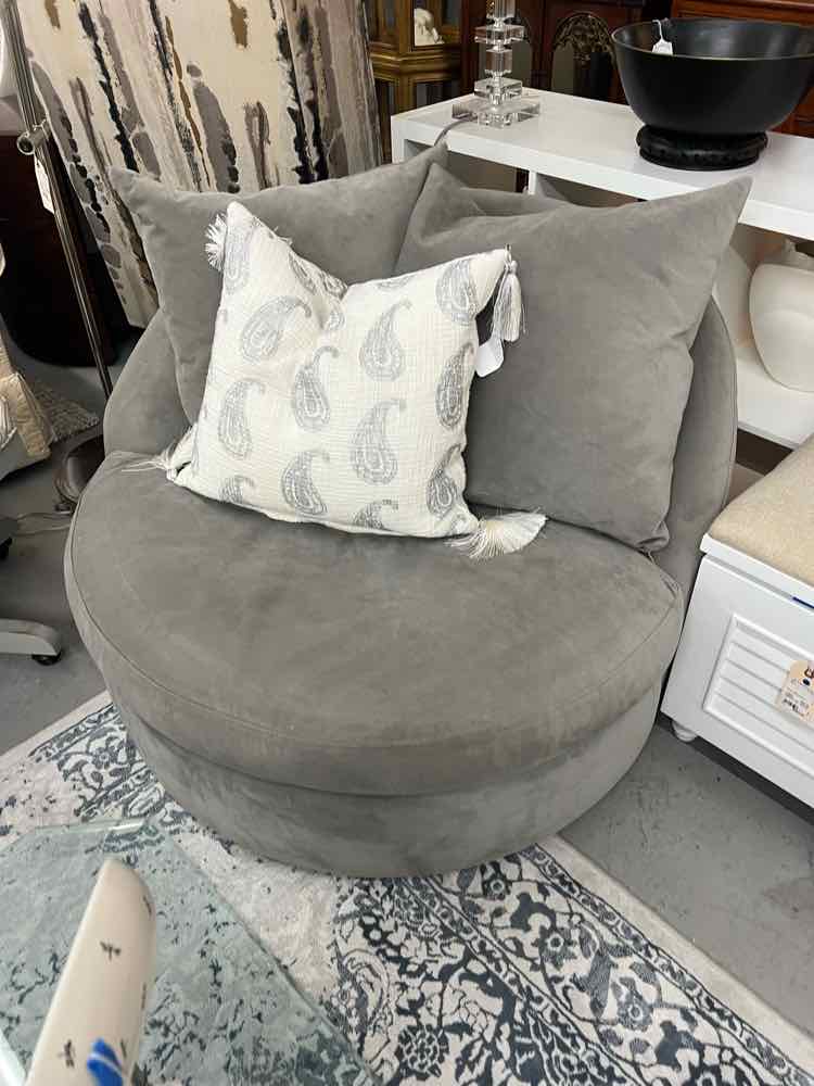 Gray Round Swivel Chair