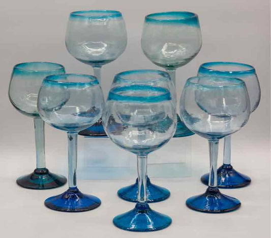 8 Handblown Mex. Goblets