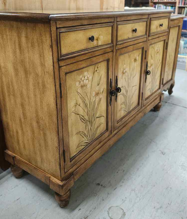 3 Drawer Flower Painted Server Cabinet