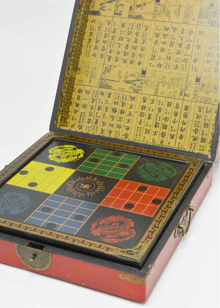 Vtg. Chinese Multi-Board Game Combo Chest
