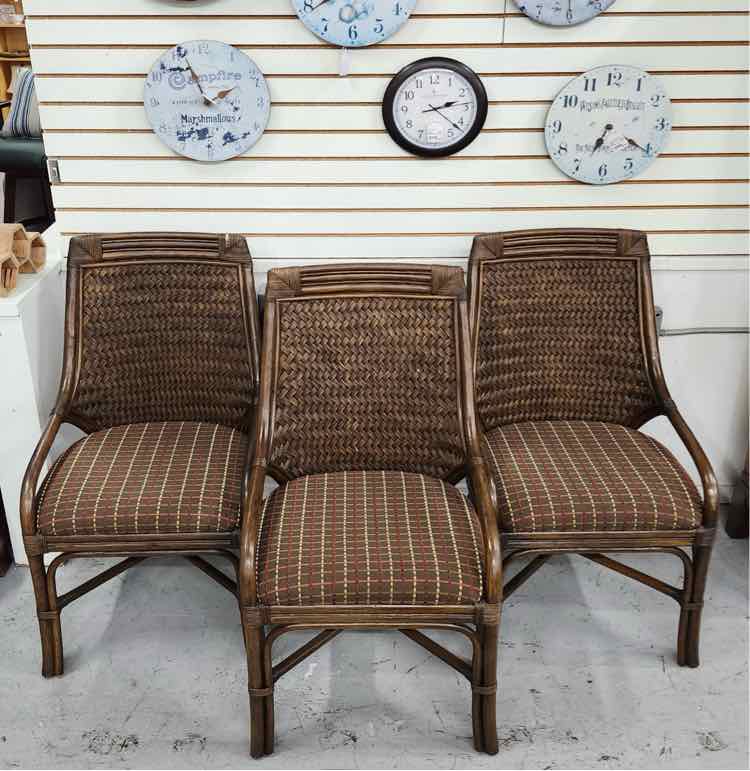 3 Rattan High Back Chairs