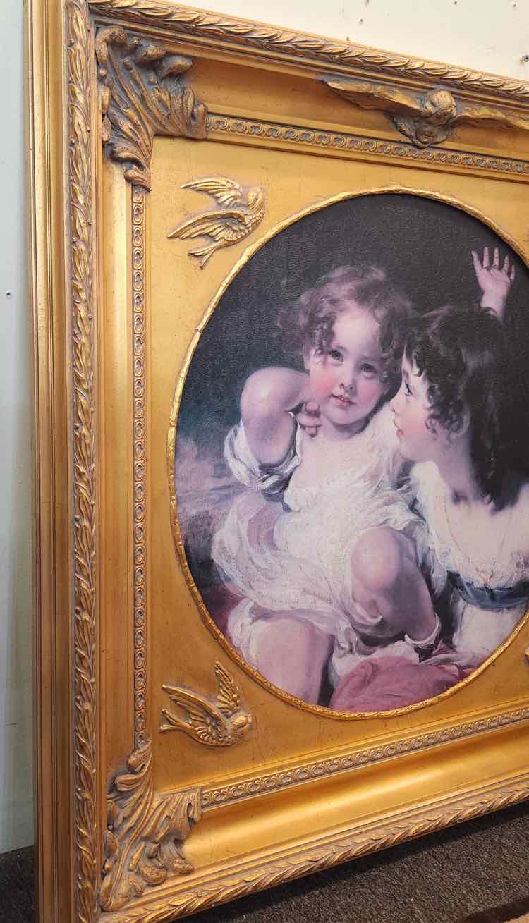 Art "The Calmady Children" in Gold Wood Frame