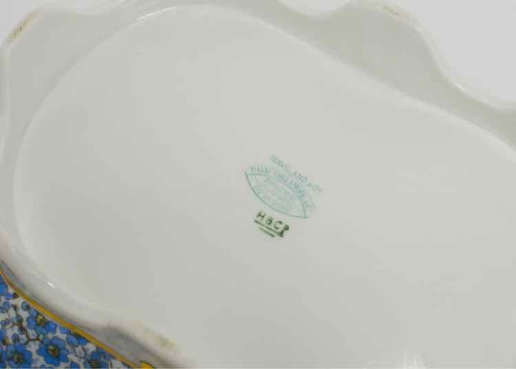 Haviland & Co. Blue Floral w/Gold Scalloped Rim & Footed Bowl