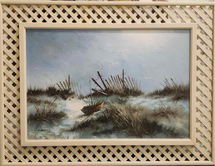 Art 'Beached Boat' MCM Oil H. Gailey